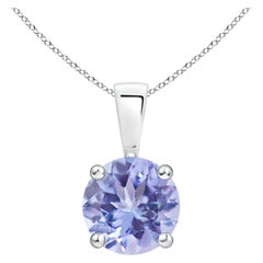 Natural Classic Round 1.45 ct Tanzanite Solitaire Pendant in Platinum