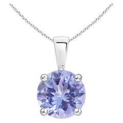 Natural Classic Round 1.8 ct Tanzanite Solitaire Pendant in Platinum