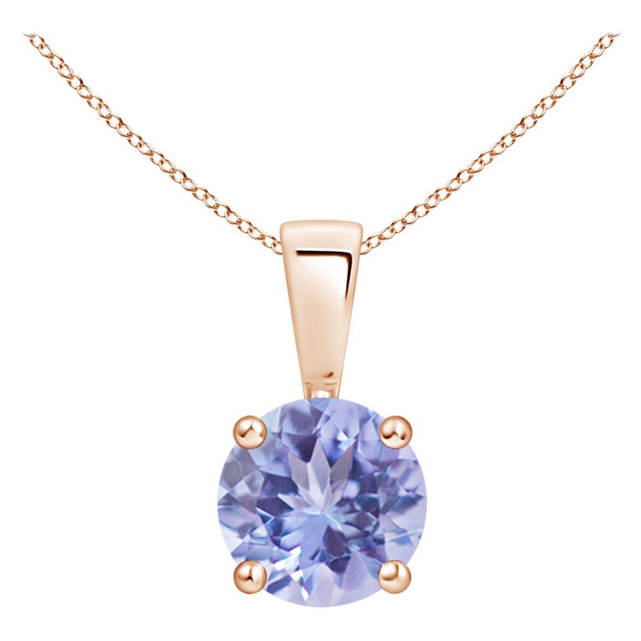 Natural Classic Round Tanzanite Solitaire Pendant in 14K Rose Gold