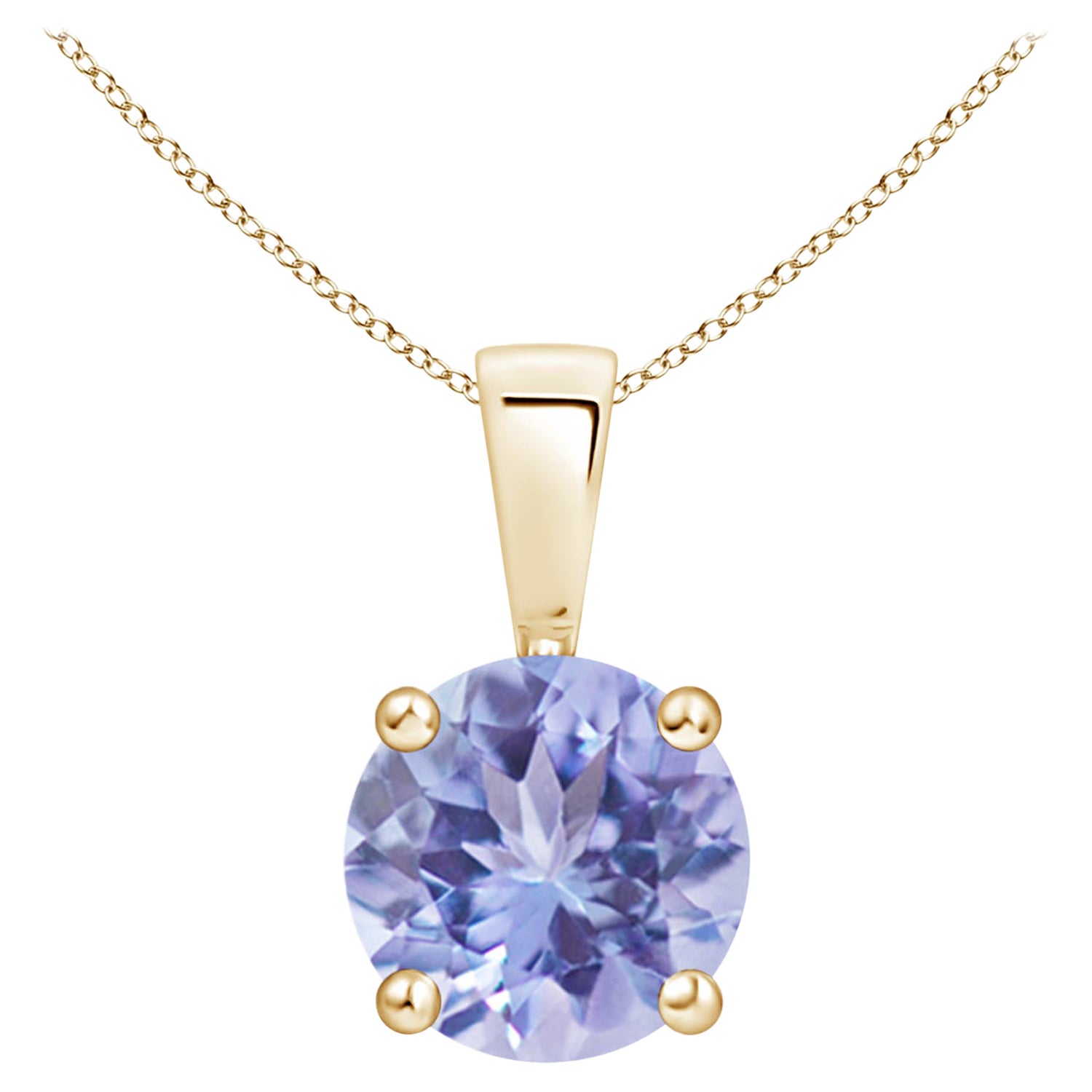 Natural Classic Round 1.45 ct Tanzanite Solitaire Pendant in 14K Yellow Gold