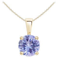 Natural Classic Round 1.45 ct Tanzanite Solitaire Pendant in 14K Yellow Gold