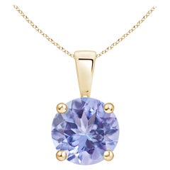 Natural Classic Round 1.8 ct Tanzanite Solitaire Pendant in 14K Yellow Gold