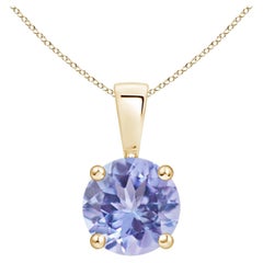 Colgante solitario de tanzanita natural clásica redonda de 1,45 ct en oro amarillo de 18 quilates