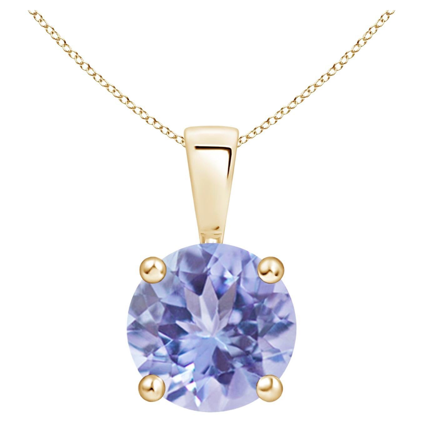Natural Classic Round 1.8 ct Tanzanite Solitaire Pendant in 18K Yellow Gold