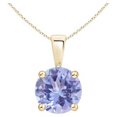 Natural Classic Round 1.8 ct Tanzanite Solitaire Pendant in 18K Yellow Gold