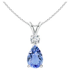 Pendentif en forme de goutte en Tanzanite naturelle de 1,3 ct avec diamant en platine