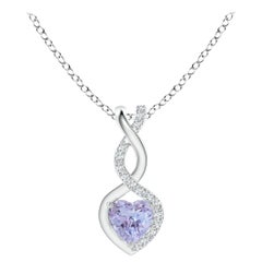 Ciondolo cuore infinito in tanzanite naturale con diamanti in platino
