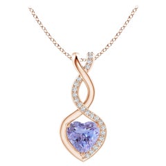 Natürlicher Tansanit Infinity Heart Anhänger mit Diamanten aus 14 Karat Roségold