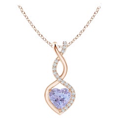 Colgante Corazón Infinito de Tanzanita Natural con Diamantes en Oro Rosa de 18 quilates
