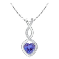 Natürlicher Tansanit Infinity Heart Anhänger mit Diamanten aus 925 Sterlingsilber