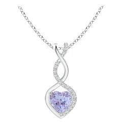Colgante Corazón Infinito de tanzanita natural con diamantes en oro blanco de 18 quilates