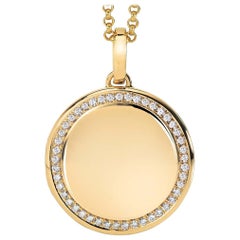Ciondolo a forma di medaglione - Oro giallo lucido 18k - 45 diamanti 0,54 ct G VS