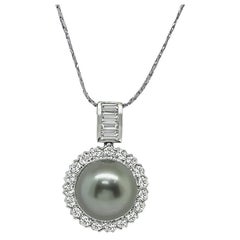 1.30ct Diamond South Sea Pearl Gold Pendant