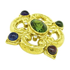 20.00ct Green Tourmaline Multi Color Gemstone Pin/Pendant