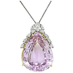 50.00ct Kunzite 1.25ct Diamond Pendant