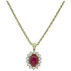5.06ct Burma Ruby 1.40ct Diamond Gold Pendant Necklace