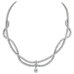 GIA 1.05ct Diamante en Forma de Pera 12.03ct Collar de Diamantes de Corte Redondo