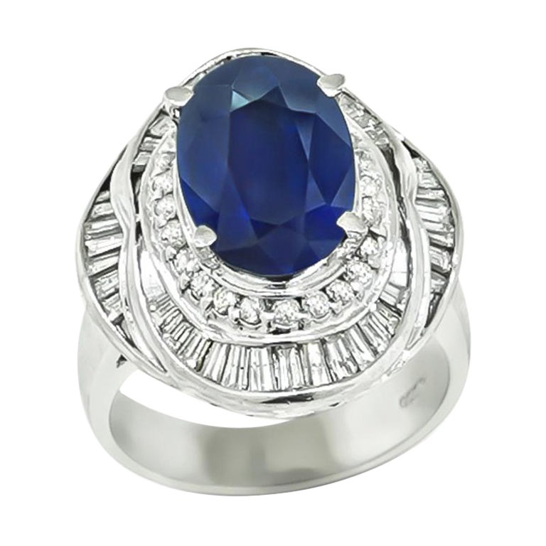 GIA Certified 4.11ct Sapphire 1.23ct Diamond Ring