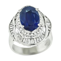 GIA Certified 4.11ct Sapphire 1.23ct Diamond Ring