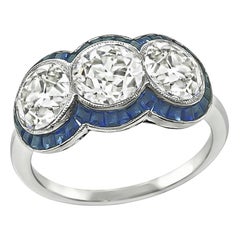 Art Deco GIA Certified 3.10cttw Diamond Sapphire Anniversary Ring