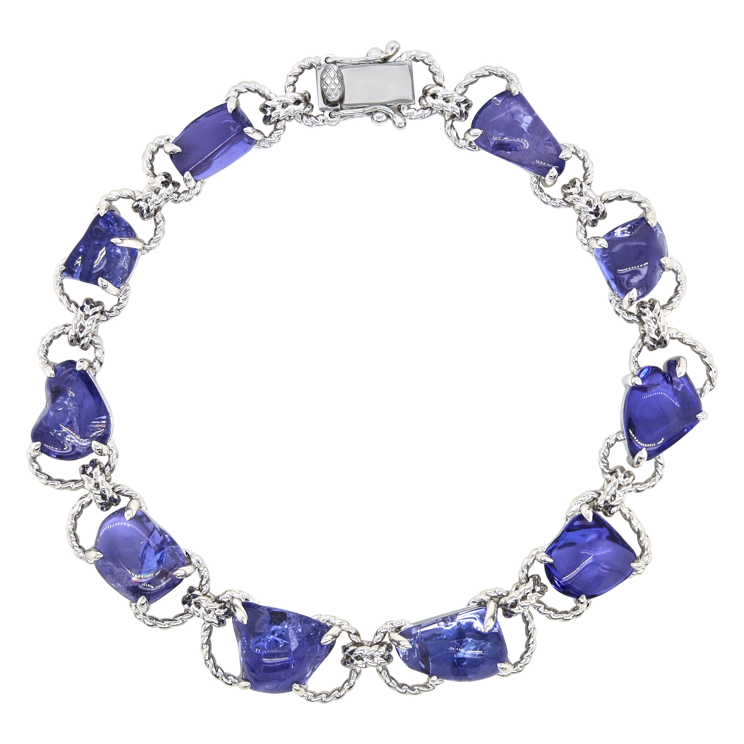 28.25 Carats Tanzanite White Gold Bracelet