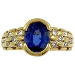 Ceylon Sapphire Diamonds Gold Ring