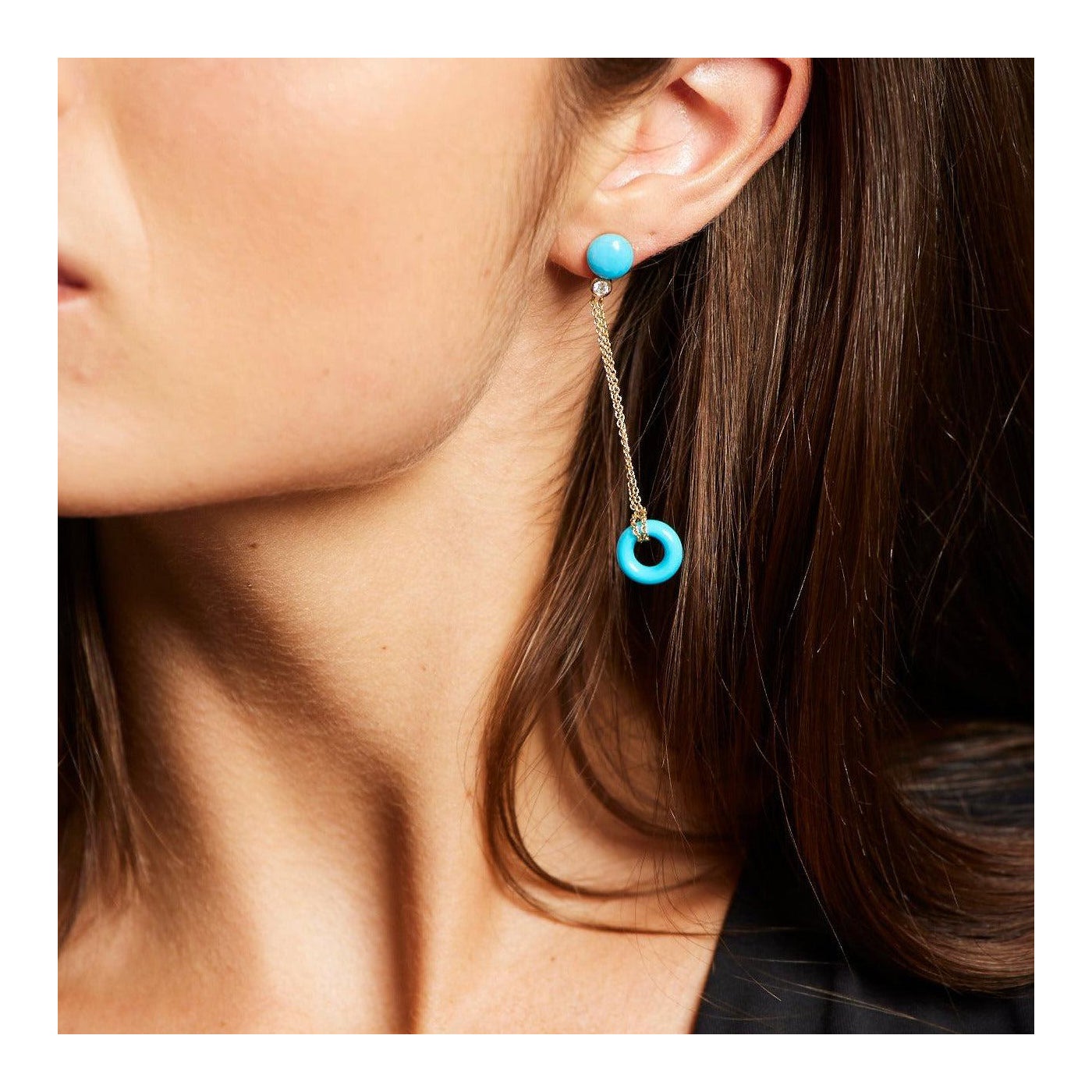 BUNDA Turquoise and 18k yellow gold drop earrings