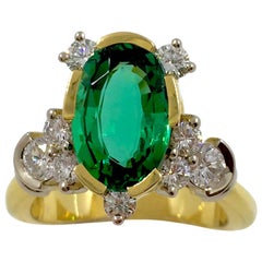 G.Minner Emerald Diamond Gold Cocktail Ring