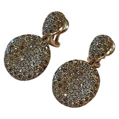 A pair of 18 K rose Gold dangle earrings Champagne diamond