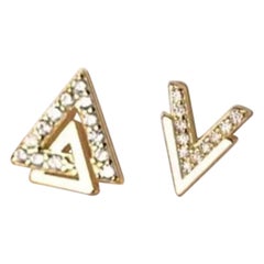 14K Massivgold Dreieck V-förmige Ohrstecker Diamant Damen Hochzeits Party Geschenk.