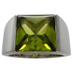 Vintage By Cartier Peridot Verde Vivido in oro bianco 18k Grande Fascia a Serbatoio Solo 50