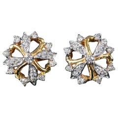 Natürliche Diamant Ohrstecker 14K Gelbgold Luxus Braut Hochzeit Schmuck Geschenk
