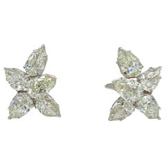 GIA Pendientes de diamantes blancos en forma de pera de 0,90 a 1 quilate cada uno en oro blanco de 18 quilates