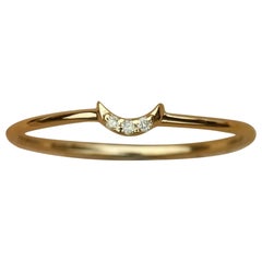 Natural Diamond Crescent Moon Ring 14k Gold Bridal Jewelry Minimalist Ring Gift.
