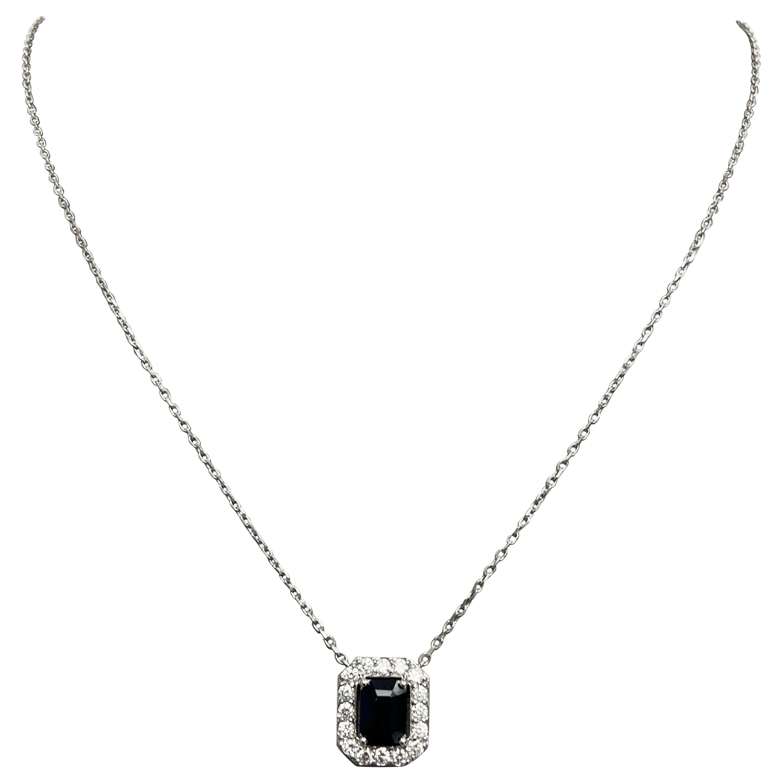 Sapphire Pendant in 14k white gold with Natural Diamonds & 2.05ct Blue Sapphire
