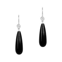 0,50 Karat Diamant- und Onyx-Ohrringe, Platin & 18 Karat Weißgold