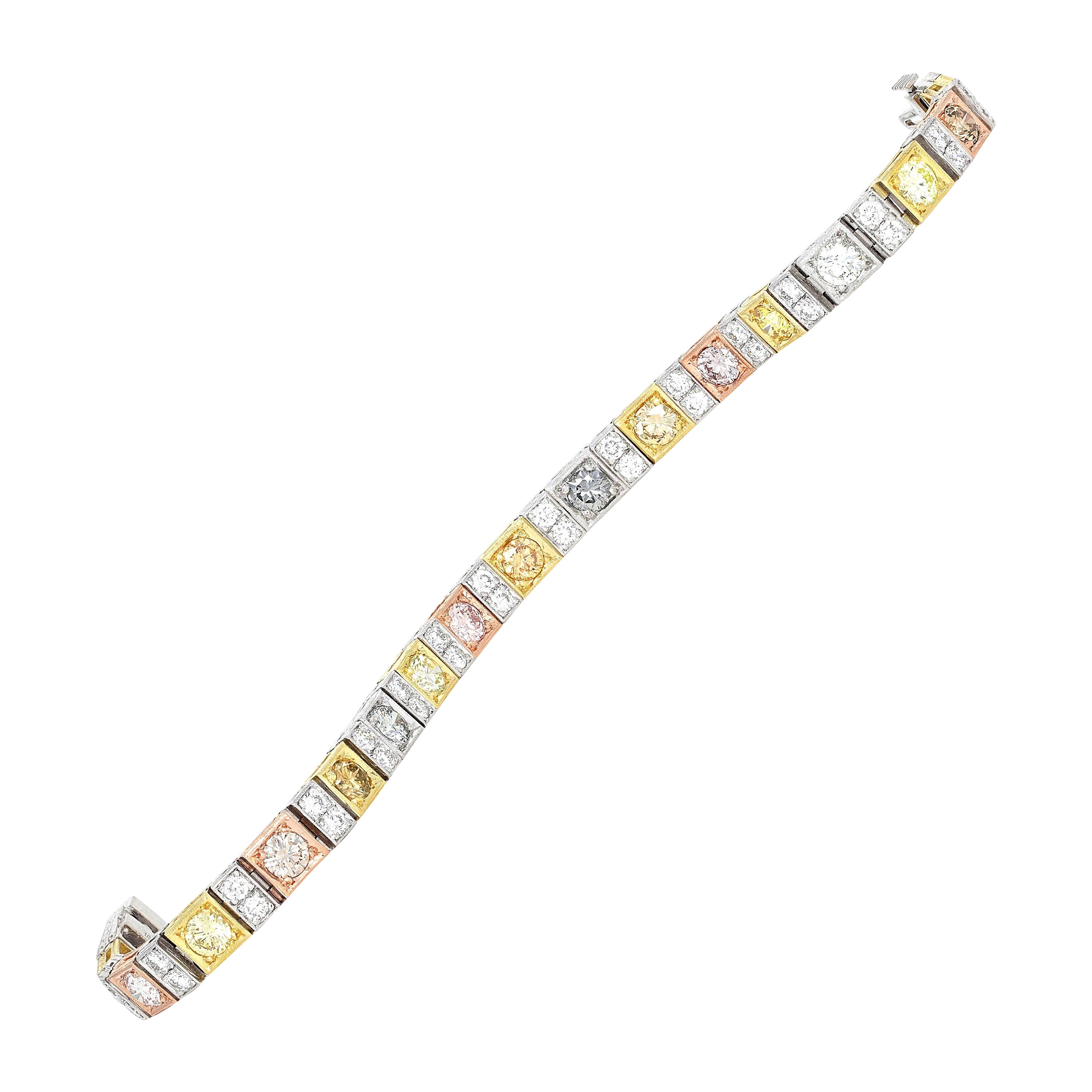 GIA Fancy Multi-Color Diamant-Tennisarmband