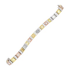 GIA Fancy Multi-Color Diamond Tennis Bracelet
