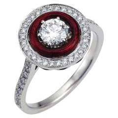 Victor Mayer Soirée Red Enamel Ring 18k White Gold/Yellow Gold 49 Diamonds