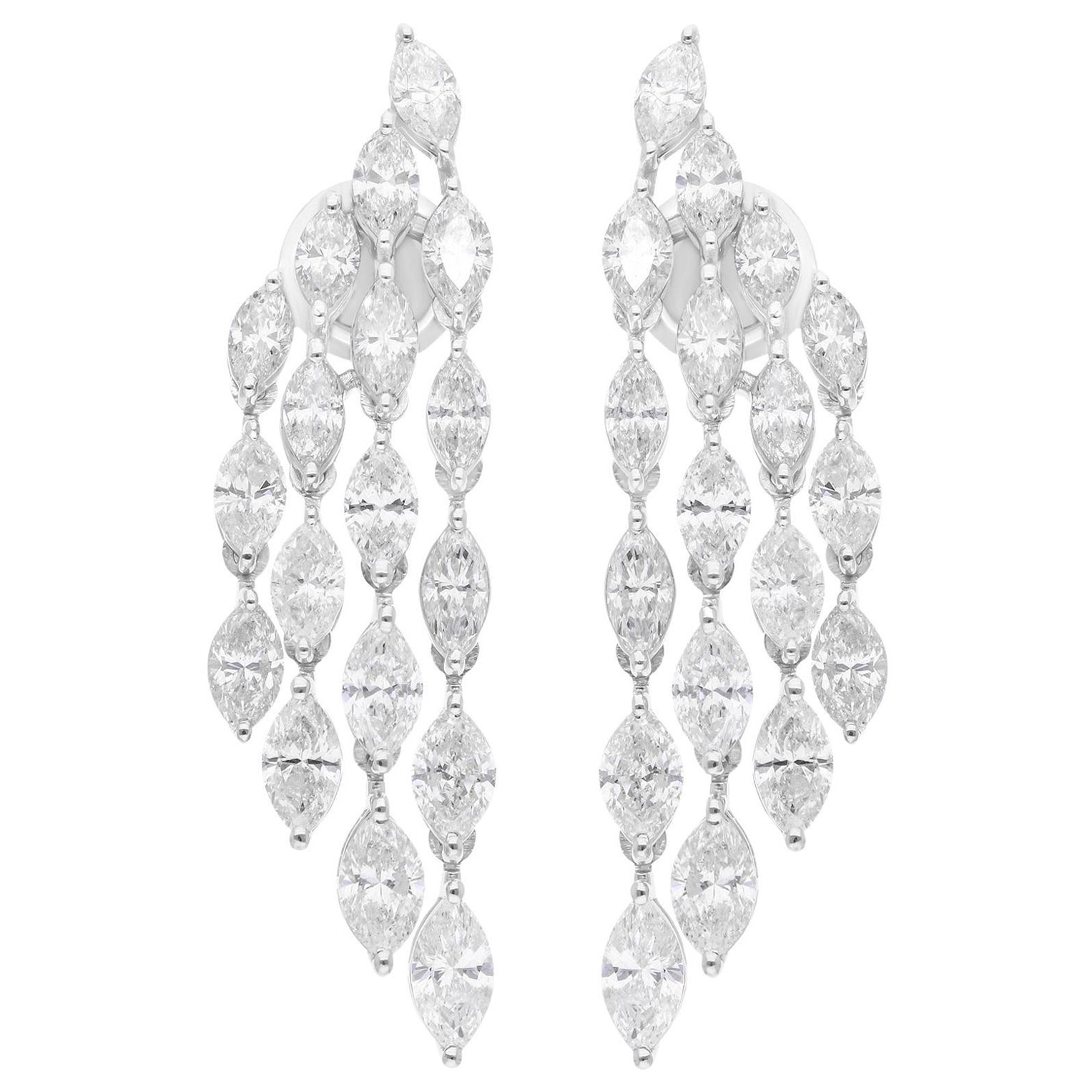 5.35 Carat SI/H Marquise Diamond Chandelier Earrings 14 Karat White Gold Jewelry