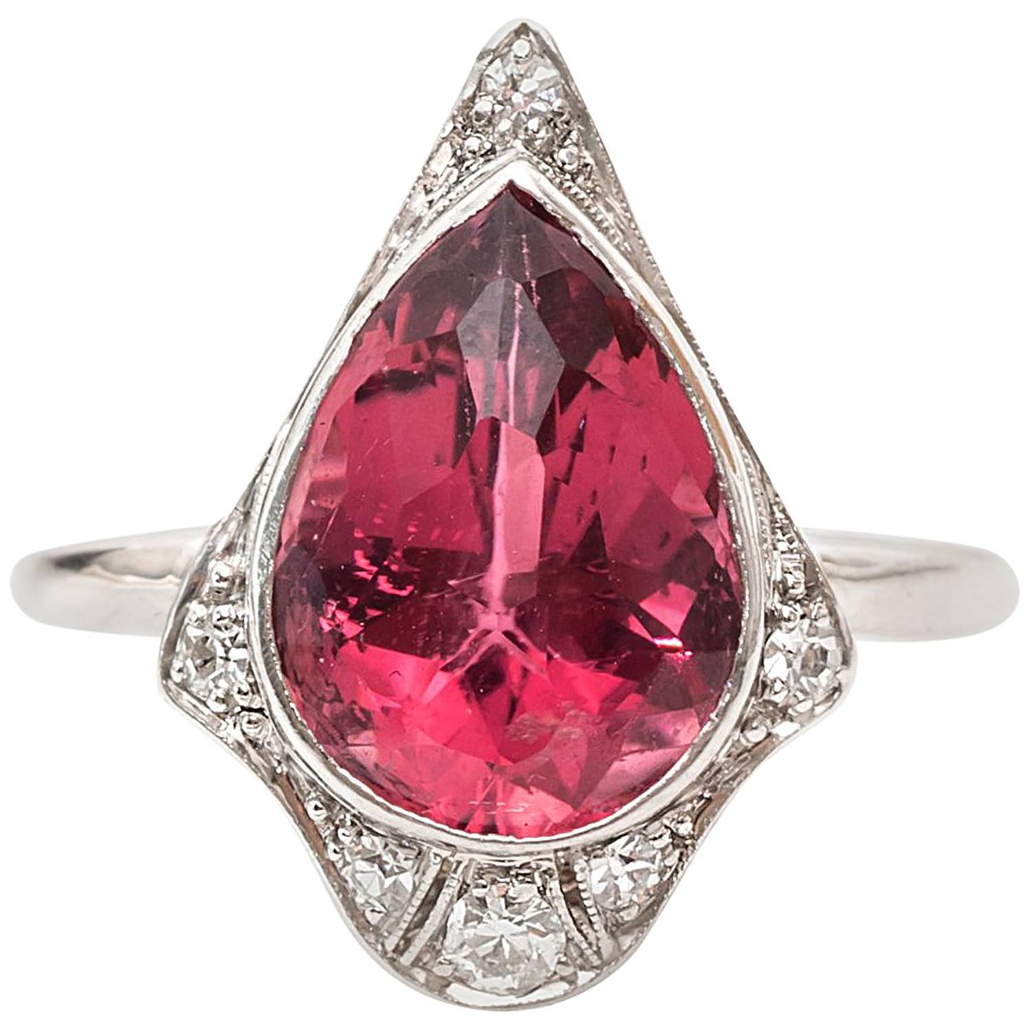 1920s Art Deco Diamond Platinum and Yellow Gold Ring For Sale at 1stDibs