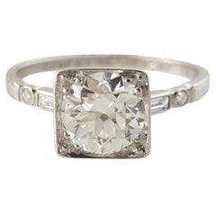 Verlobungsring aus Platin mit Diamant im Altschliff, Größe 6-6,25 #16929, Vintage