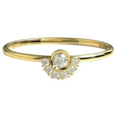Round Diamond Stacking Ring 14K Solid Gold Bezel Diamond Engagement Ring Gift.