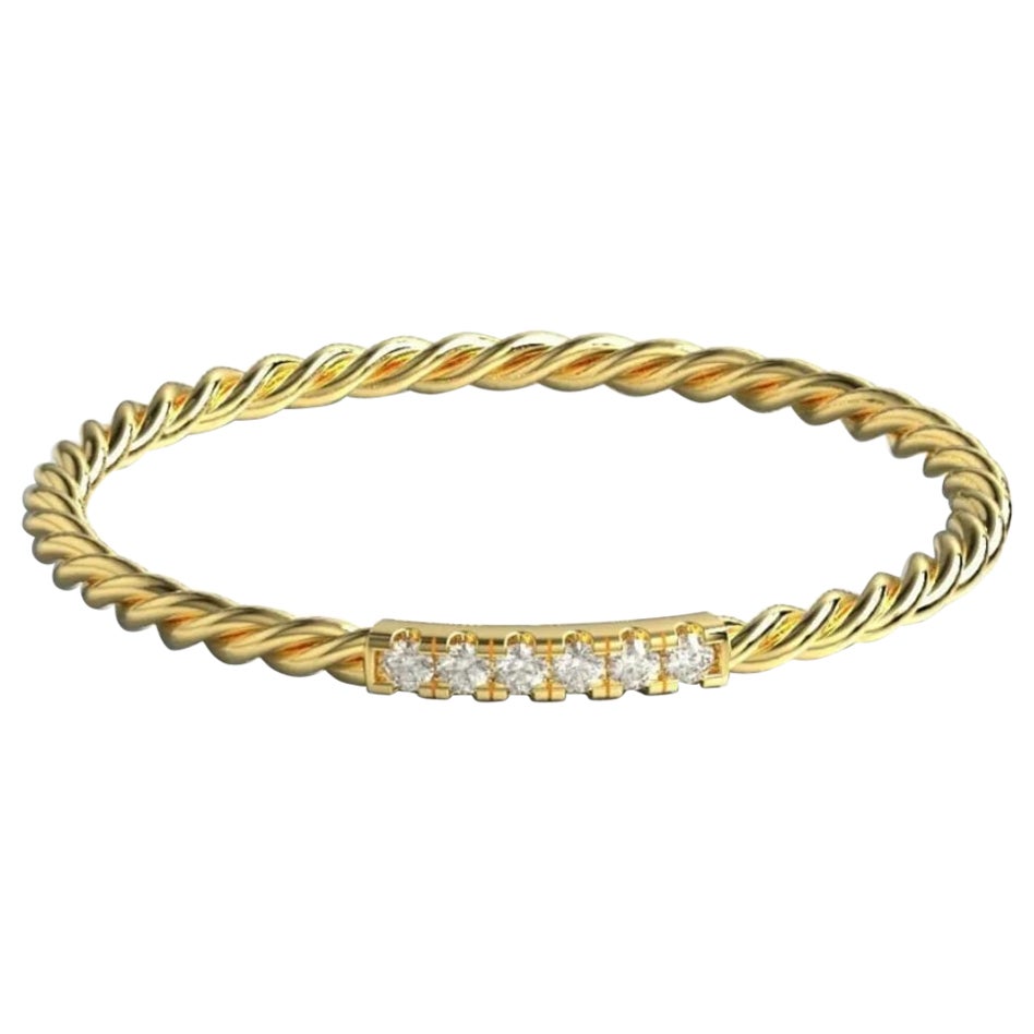 Diamond Stacking Ring Wedding Band 14K Solid Gold Thin wedding ring Twisted ring