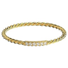Anillo apilable de diamantes Alianza de oro macizo 14K Alianza fina Anillo trenzado