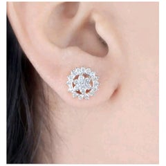 Pendientes de Diamantes Certificados Florales de Oro Macizo de 14K Hechos a Mano Regalo de Pendientes Finos