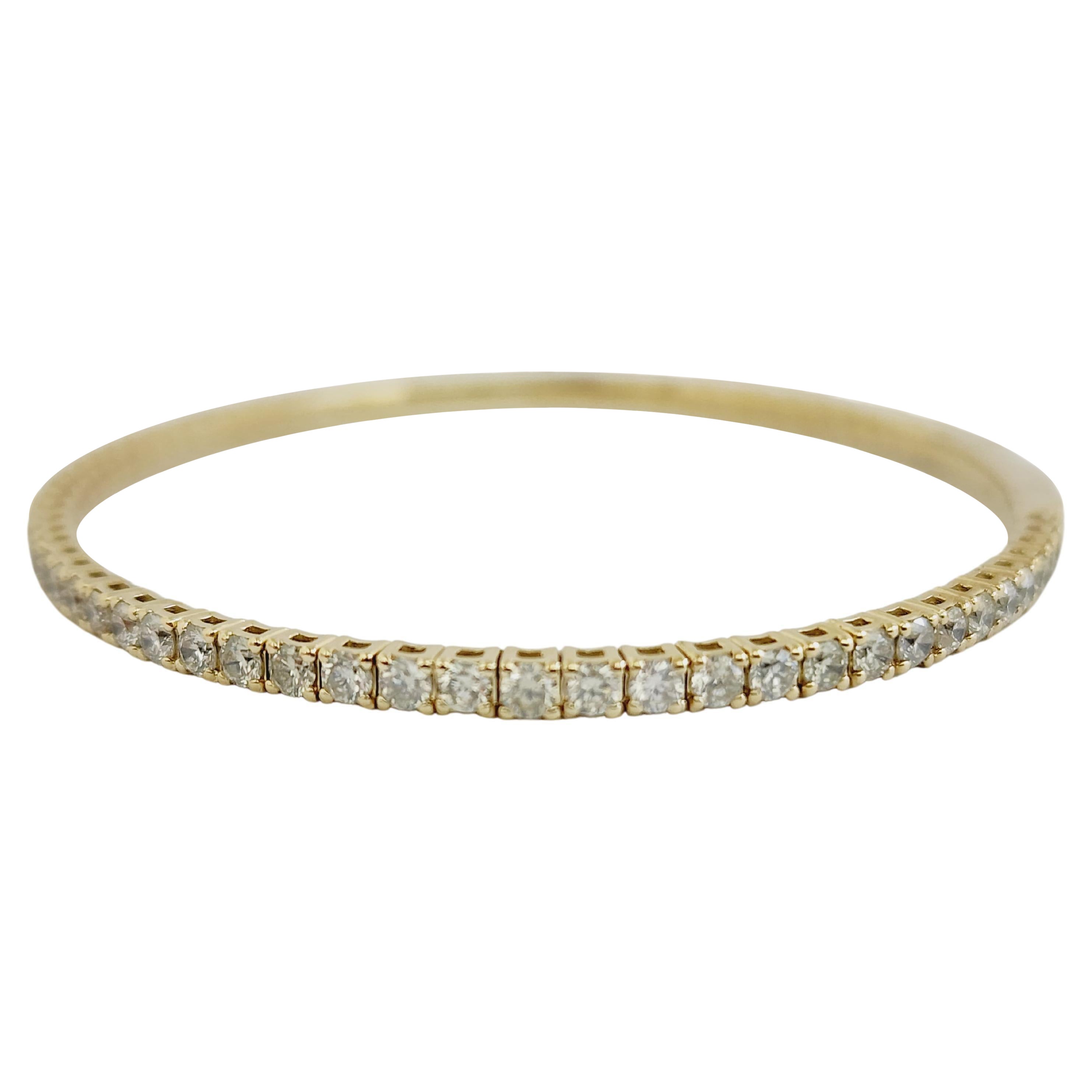 3.15 Carat Flexible Bangle Yellow Gold 14 Karat Bracelet