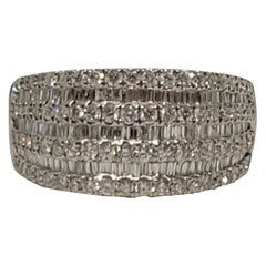 14kt White Gold Diamond Band, 3.54cttw, Baguette Round Brilliant, Size 4, 10.4mm