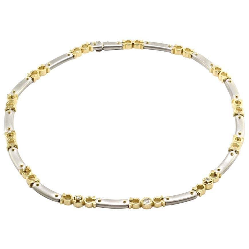 Turi Platinum Gold Necklace with Diamonds For Sale