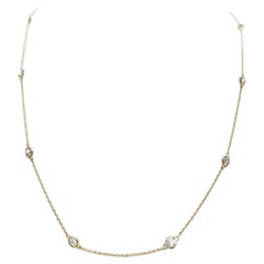 2.15 Carats 10 Station Natural Diamond by the Yard Necklace 14 Karat Yellow Gold